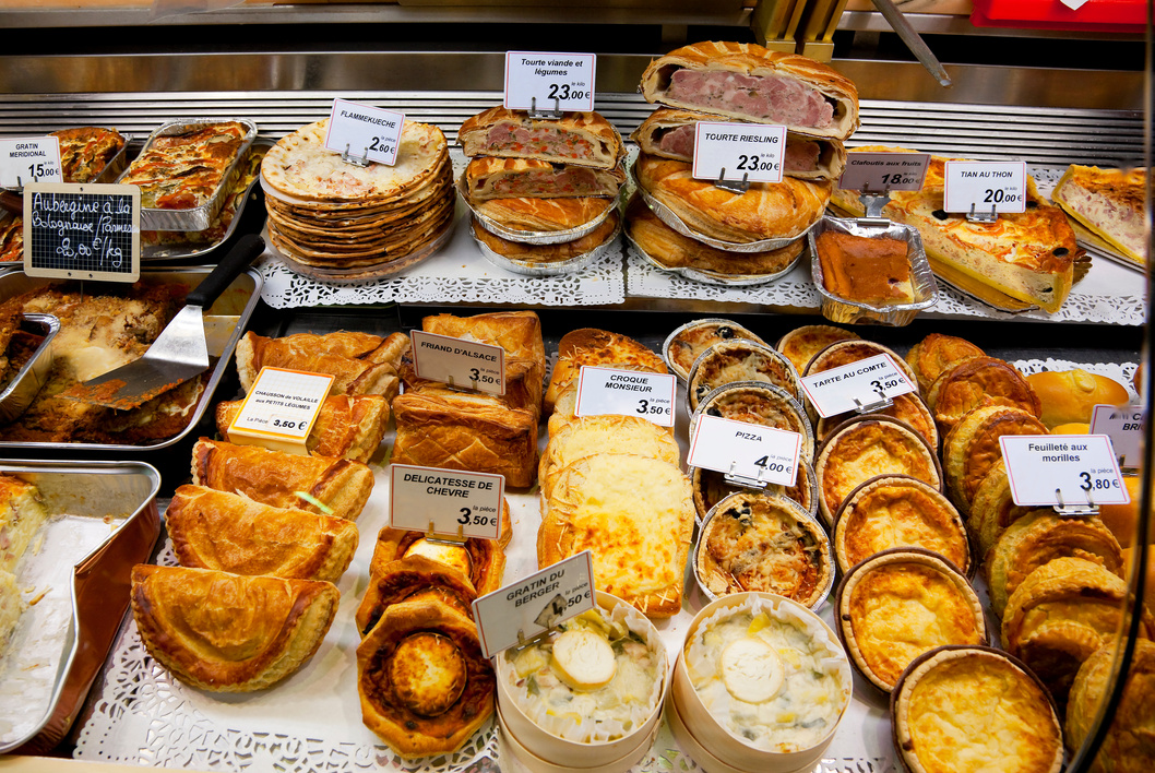 Baked goods at Les Halles Market, Dijon, France